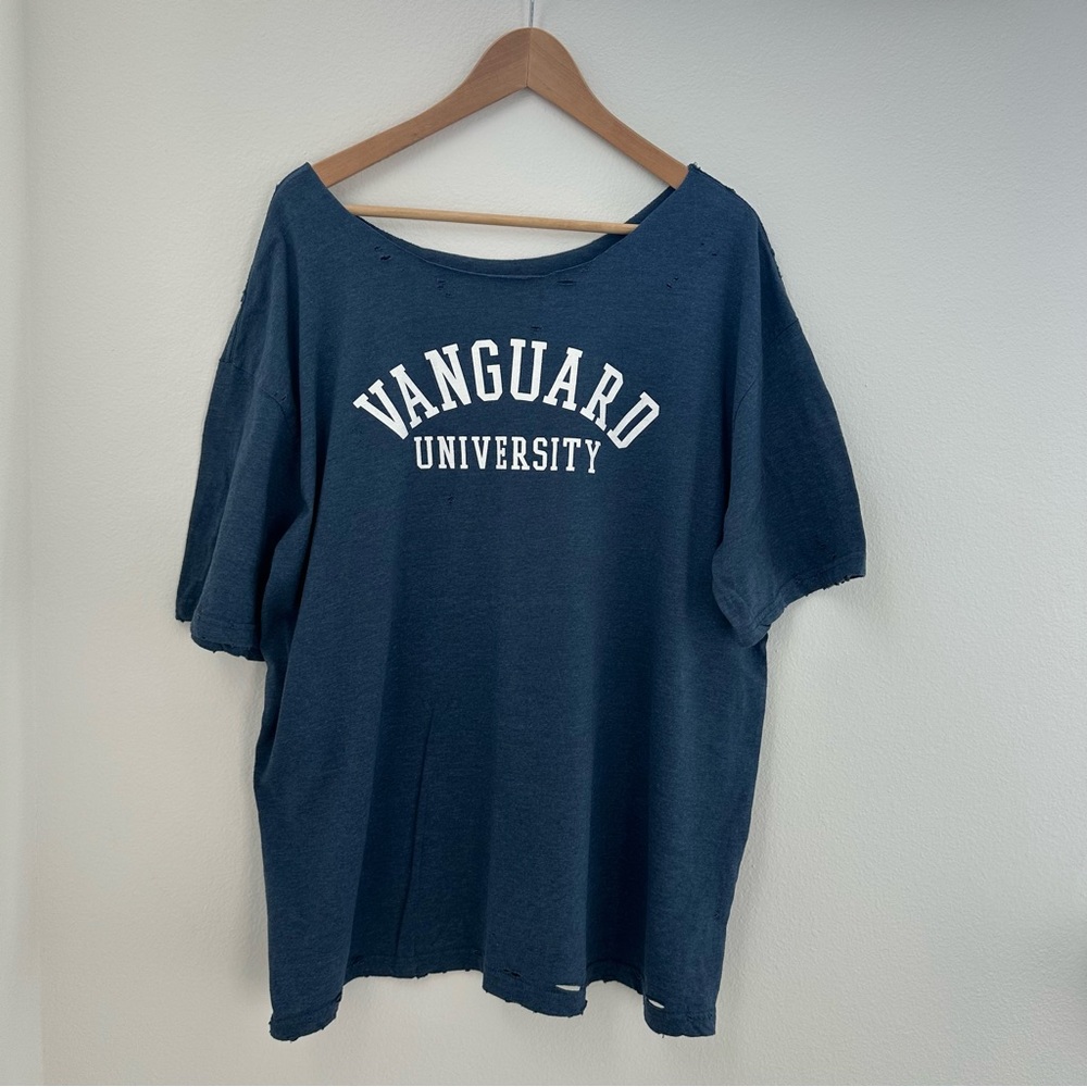 Vanguard University Distressed off the shoulder Tee